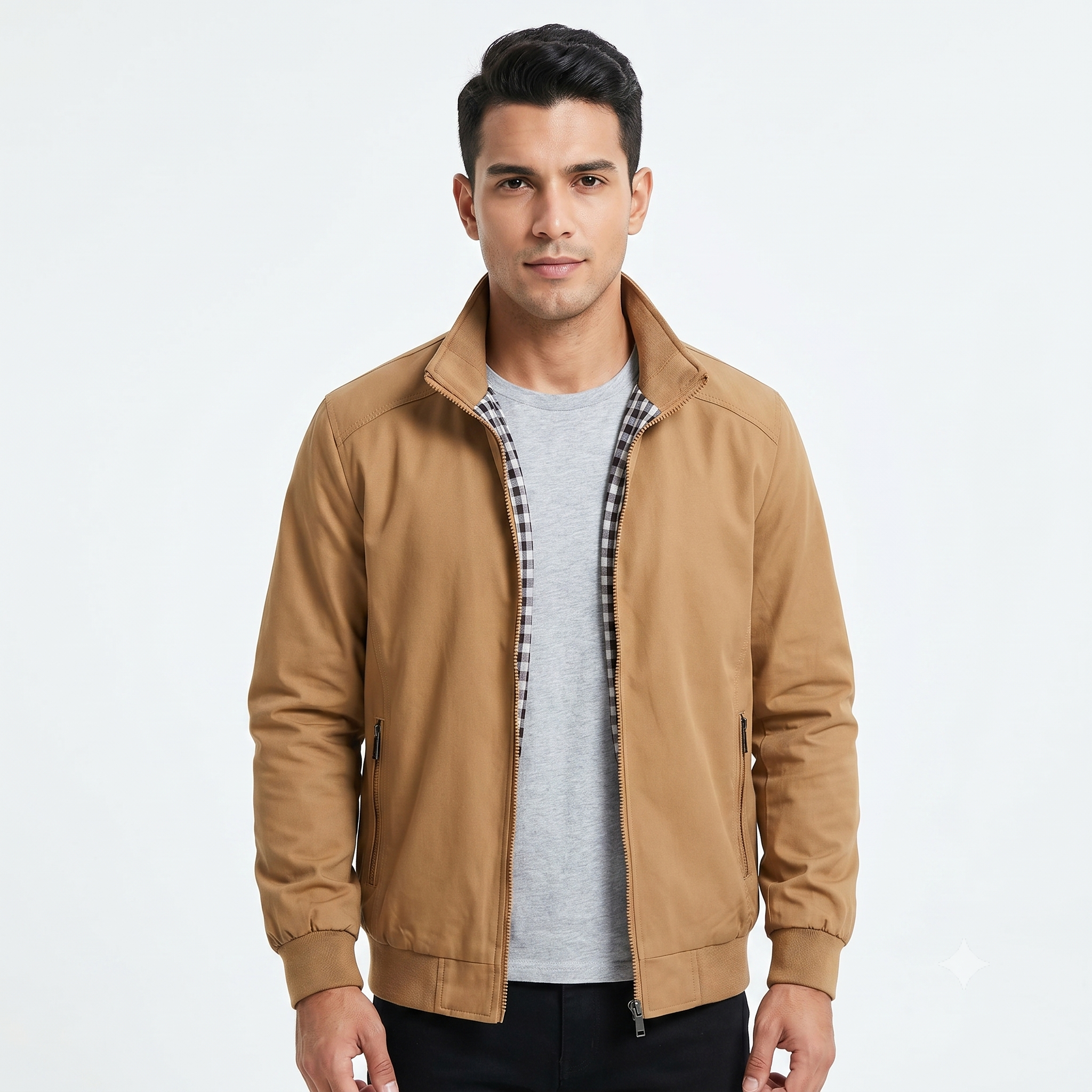 Men's lightweight jacket with structured collar