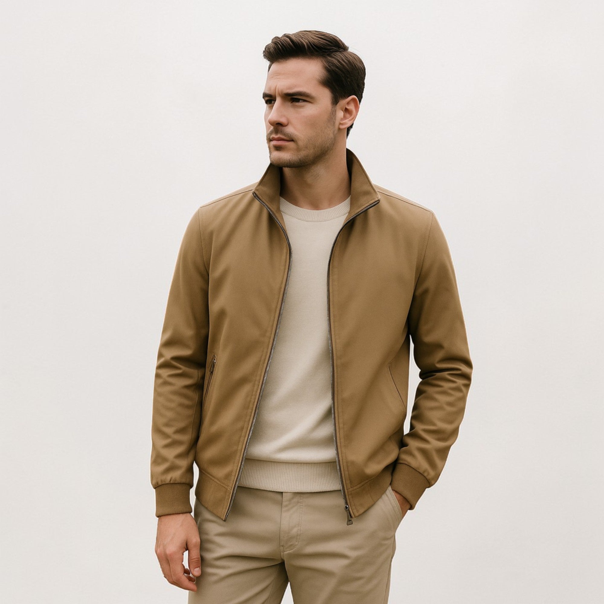Men's lightweight jacket with structured collar