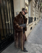 Women's maxi faux-fur coat with long sleeves