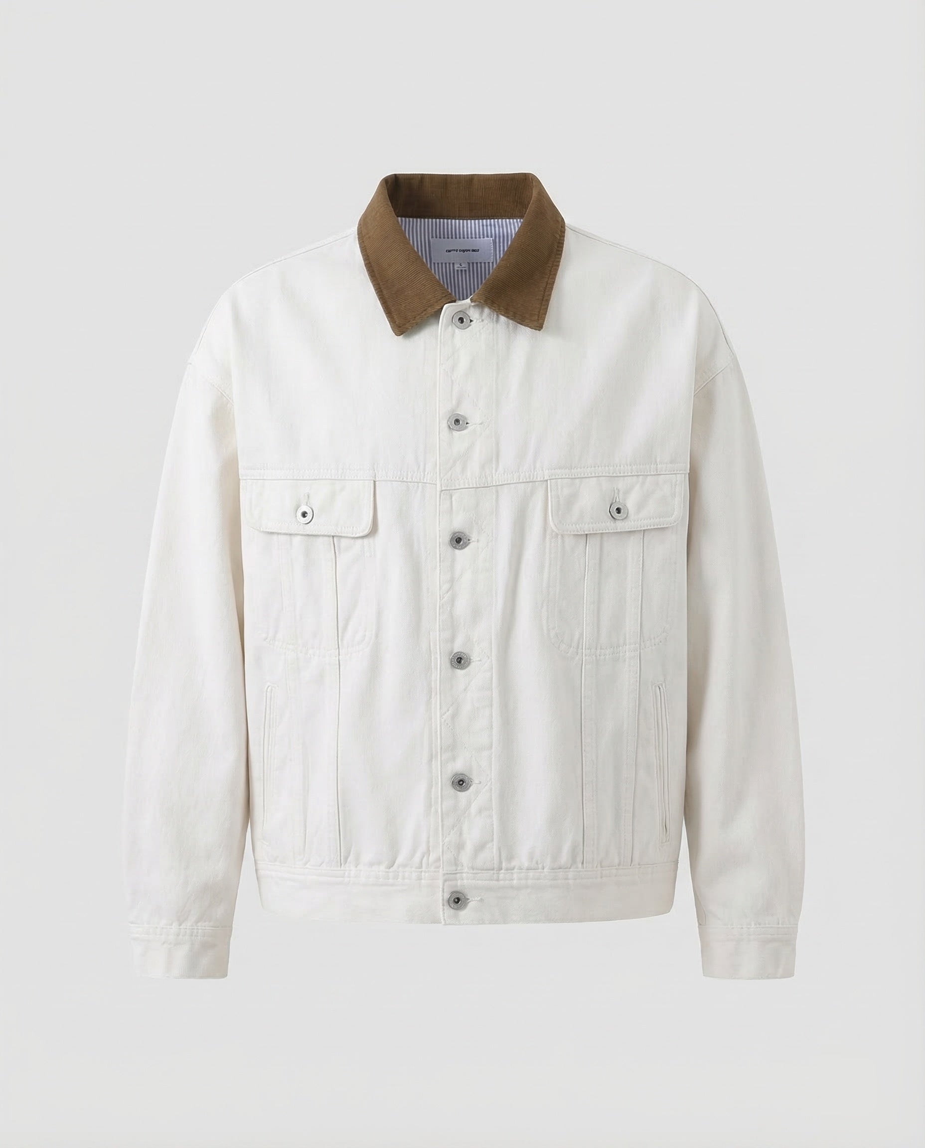 Men's twill trucker jacket with corduroy collar
