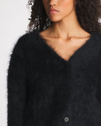 Women's open-front cardigan with long sleeves and ribbed trim