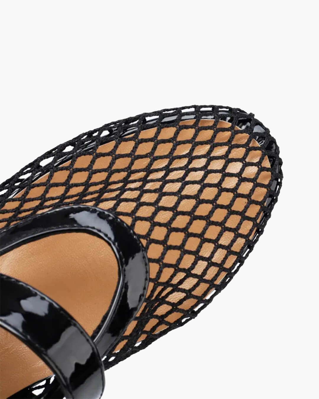 Women's mesh ballet flats with buckle