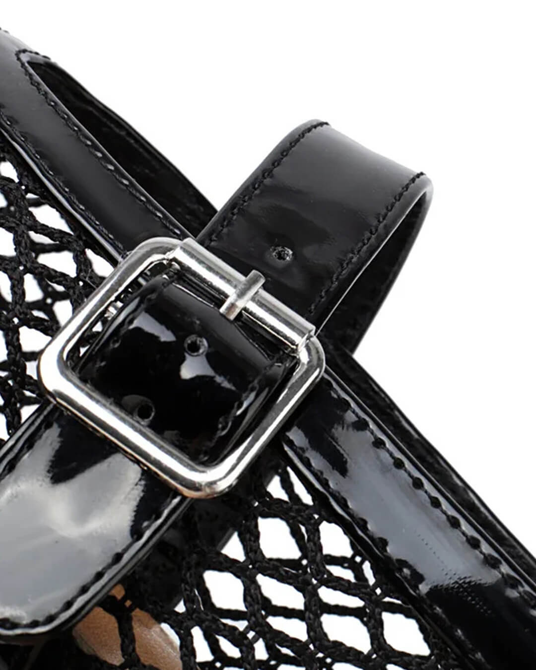 Women's mesh ballet flats with buckle