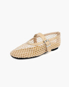 Women's mesh ballet flats with buckle