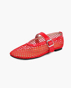 Women's mesh ballet flats with buckle