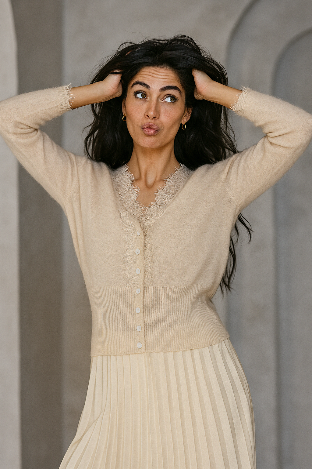 Women's lace cardigan with open-knit pattern
