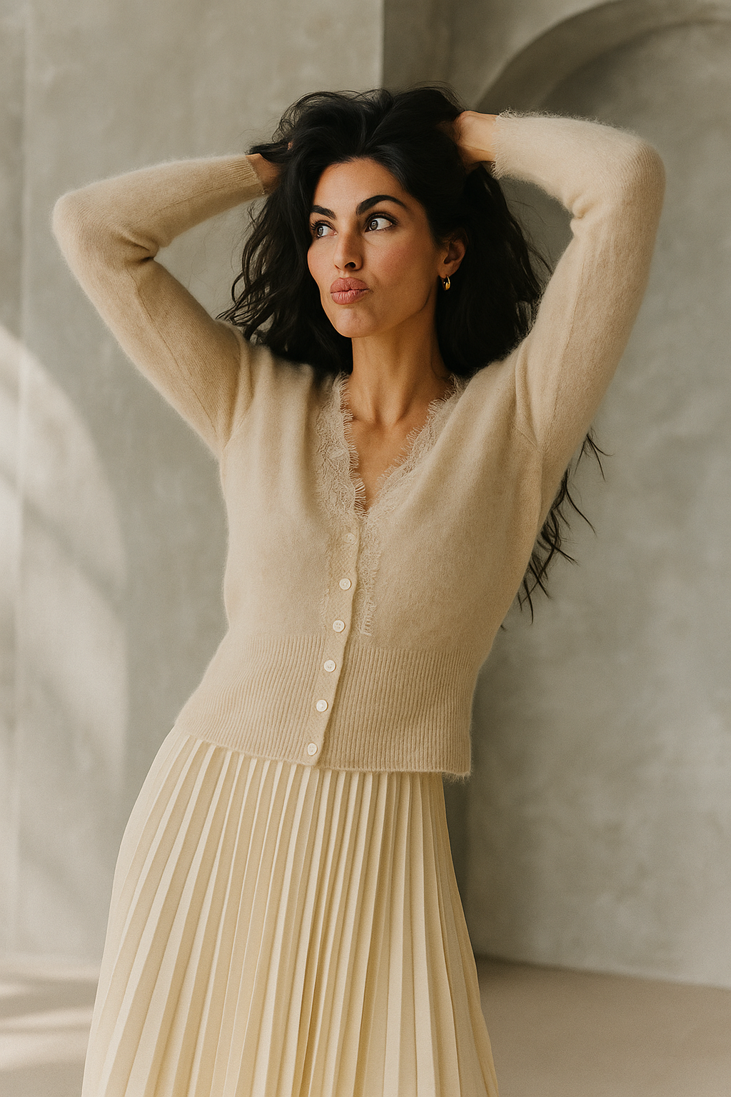 Women's lace cardigan with open-knit pattern