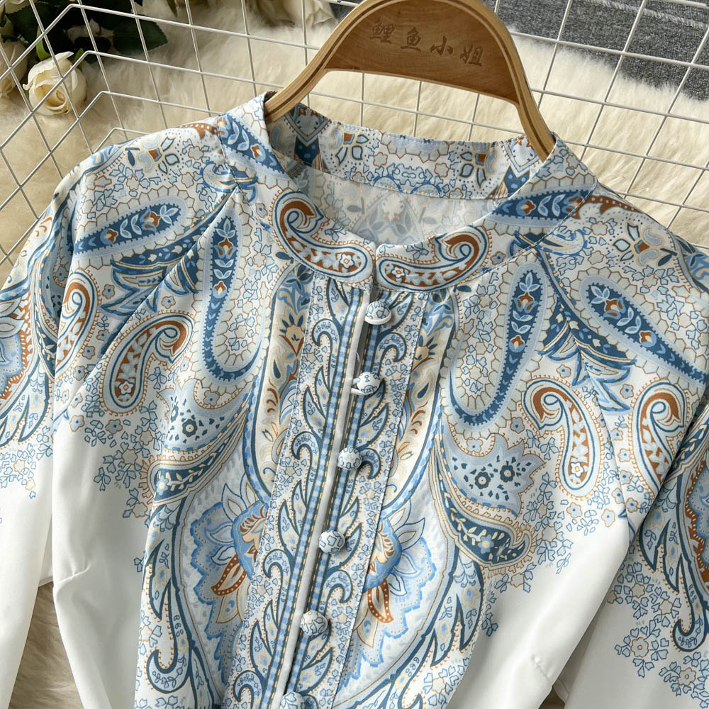 Women's A-line dress with belt and floral pattern