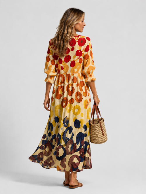 Women's abstract print maxi summer dress