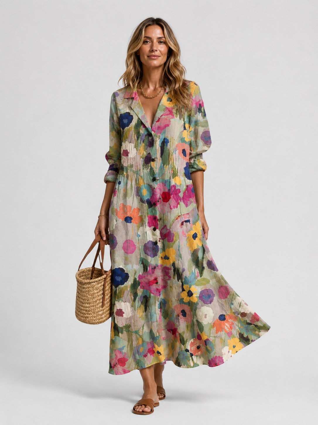 Women's abstract print maxi summer dress