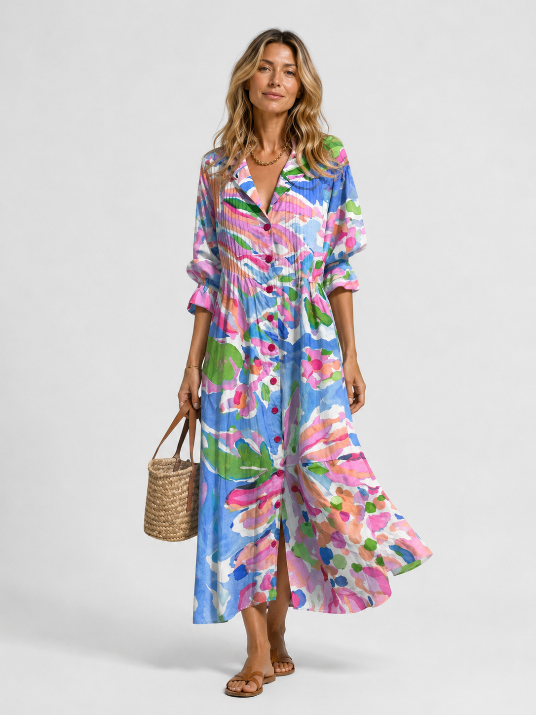 Women's abstract print maxi summer dress