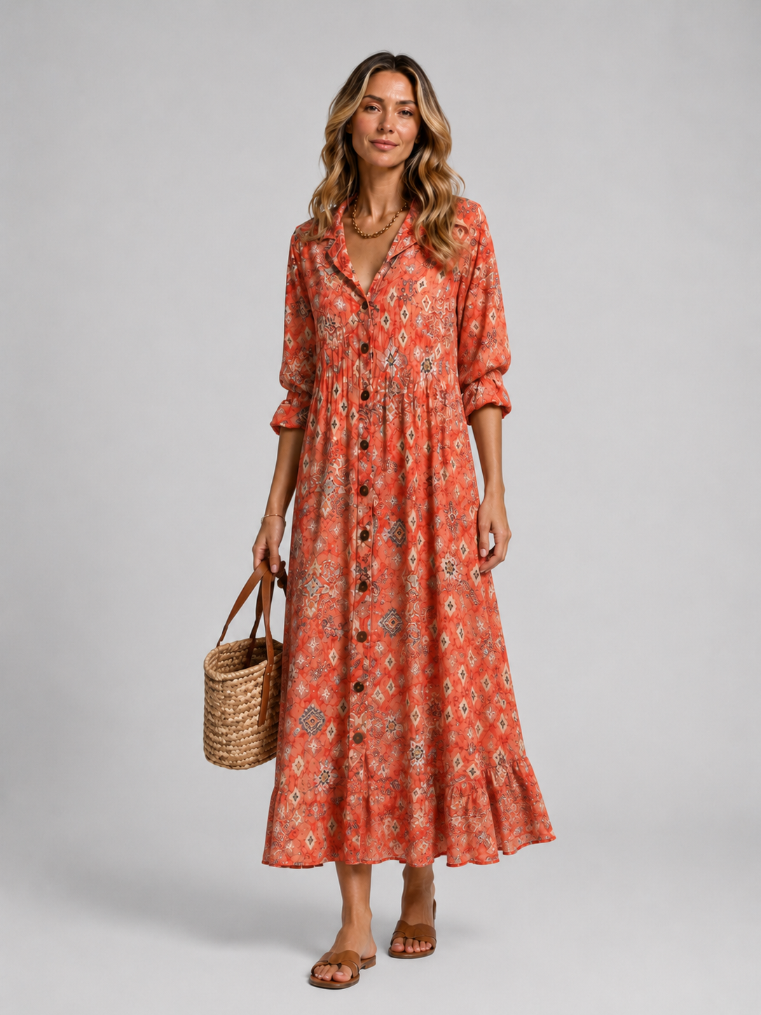 Women's abstract print maxi summer dress