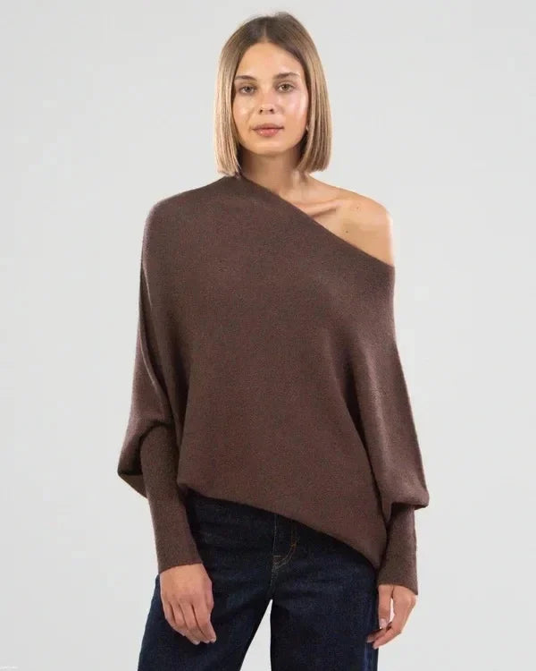 Women's asymmetric draped pullover