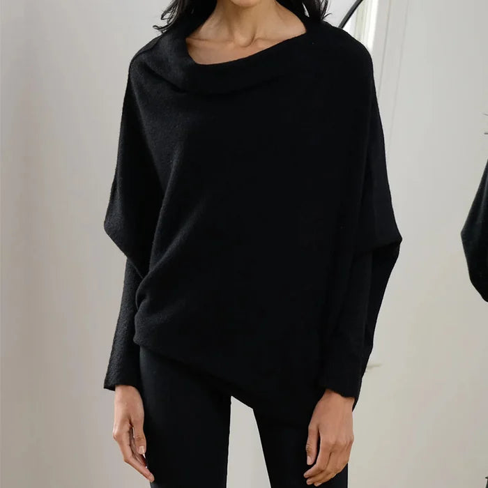 Women's asymmetric draped pullover