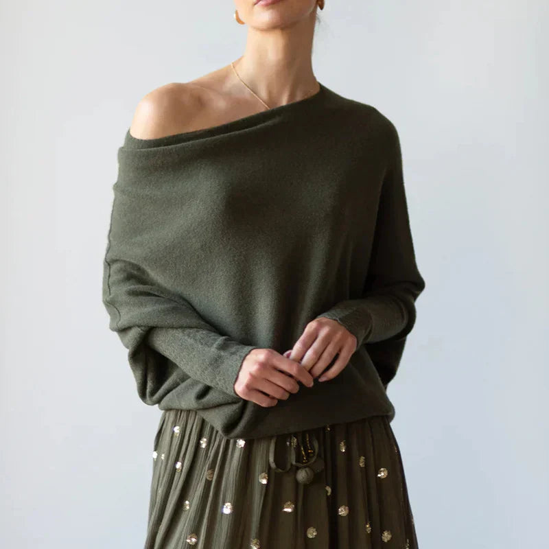 Women's asymmetric draped pullover