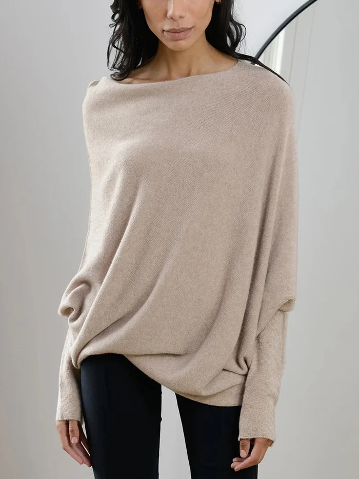 Women's asymmetric draped pullover