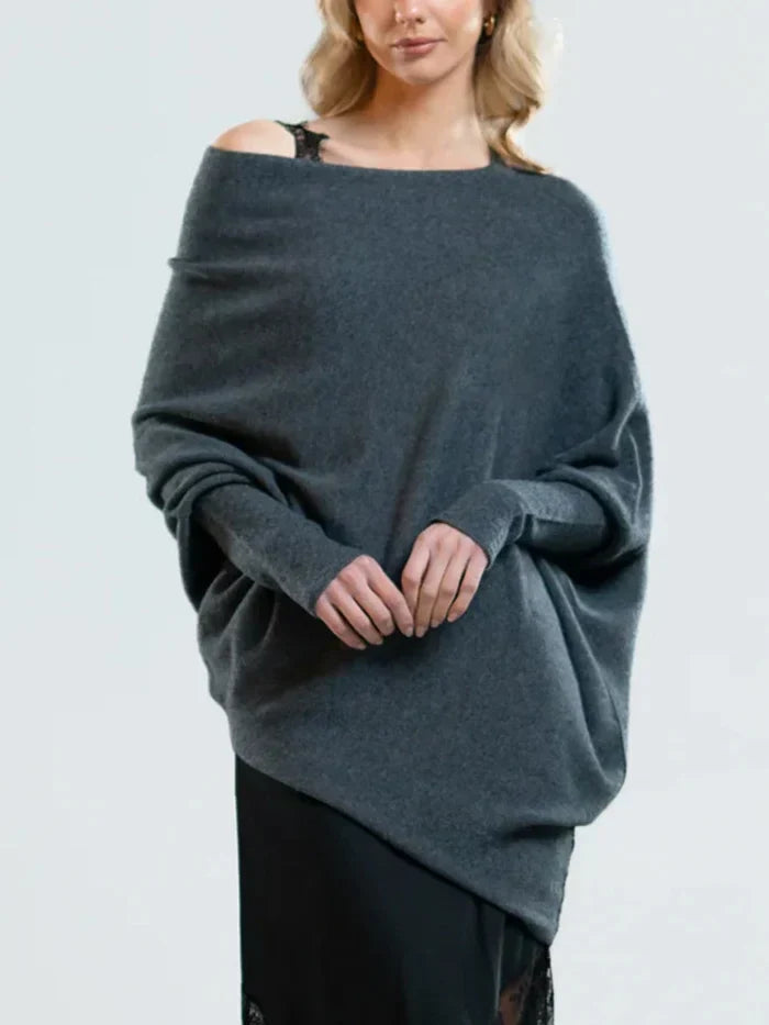 Women's asymmetric draped pullover