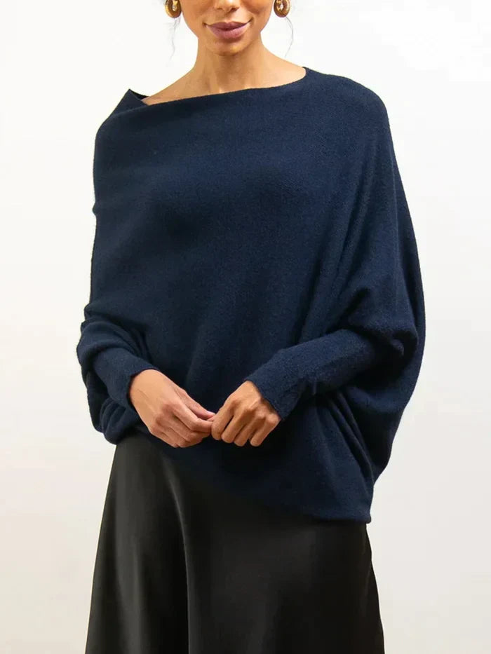 Women's asymmetric draped pullover