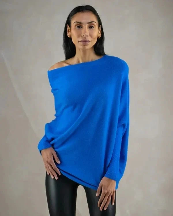 Women's asymmetric draped pullover