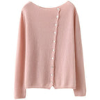 Women's asymmetric sweater with button detail