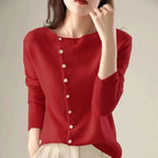 Women's asymmetric sweater with button detail