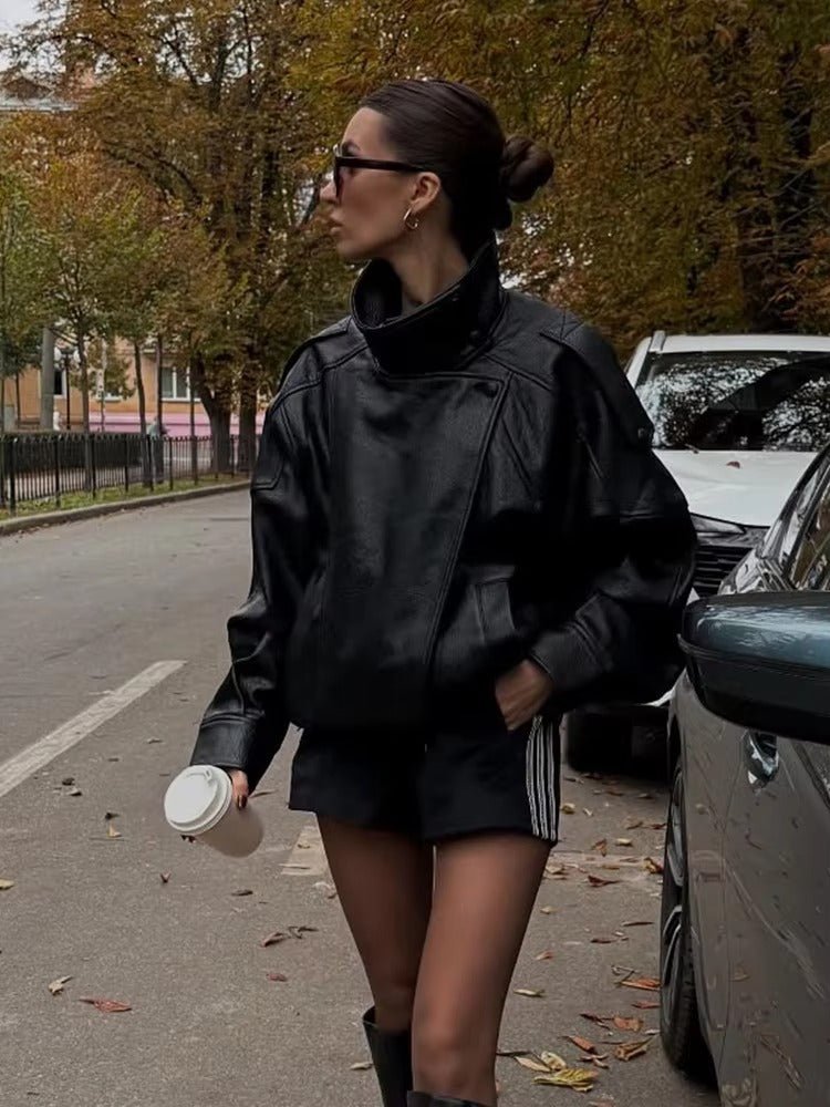 Women's asymmetric zip jacket with collar