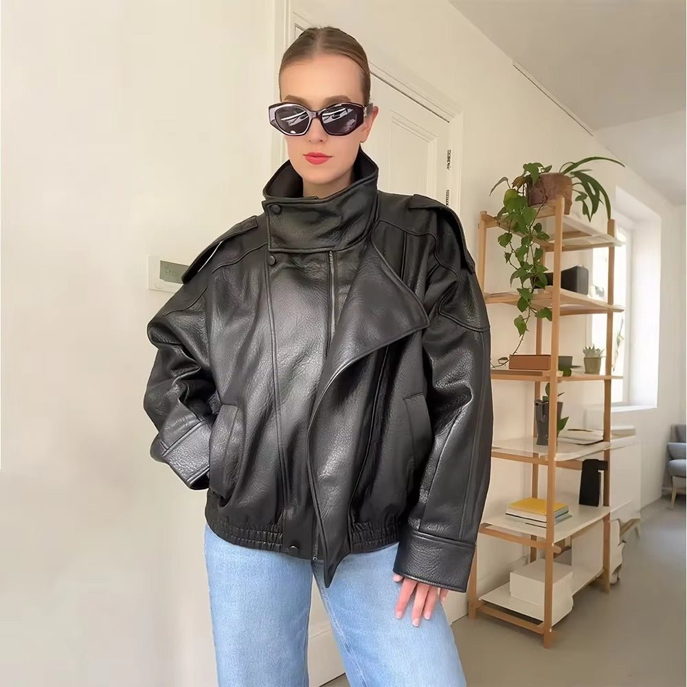Women's asymmetric zip jacket with collar