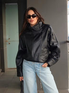 Women's asymmetric zip jacket with collar