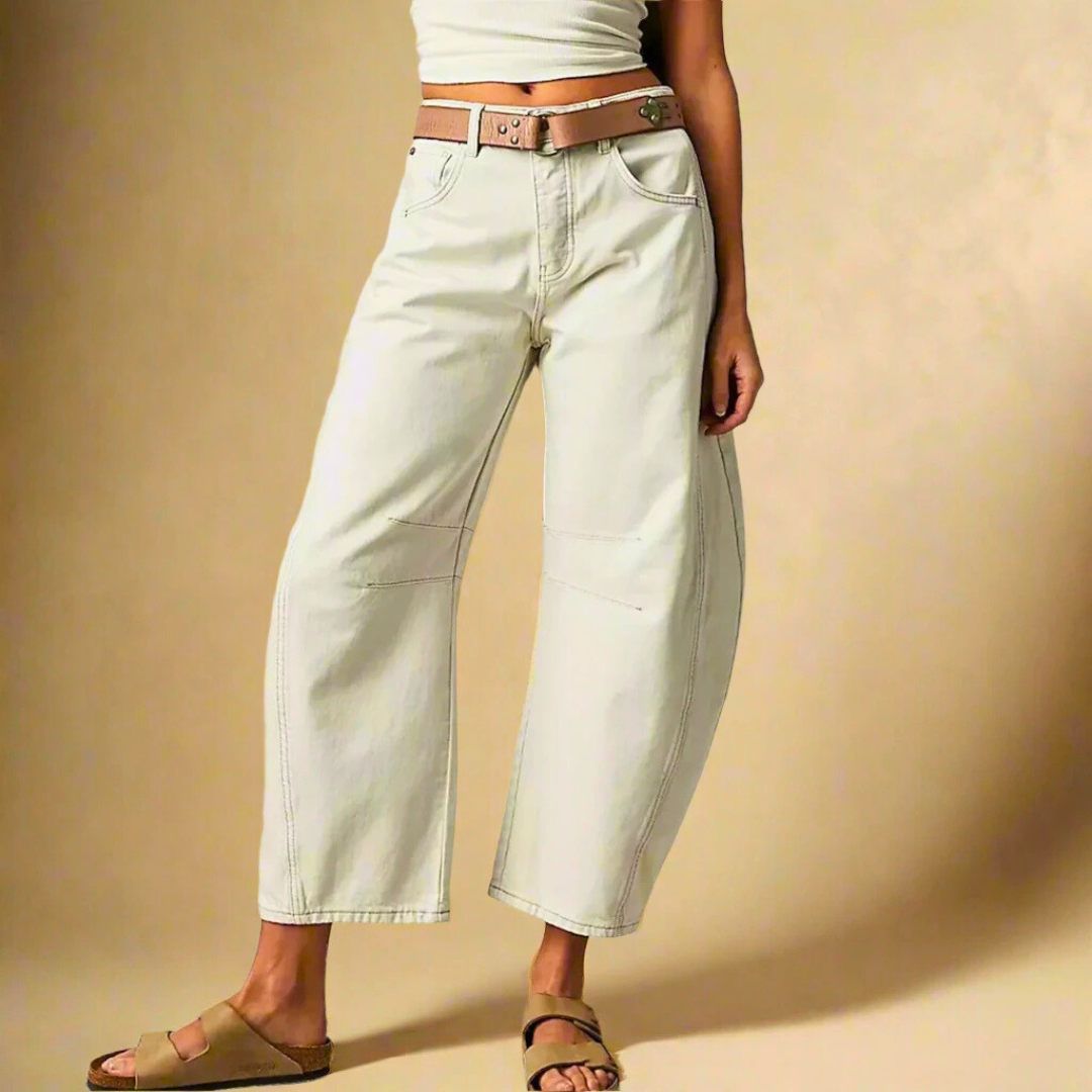 Women's barrel-leg cropped wide-leg jeans