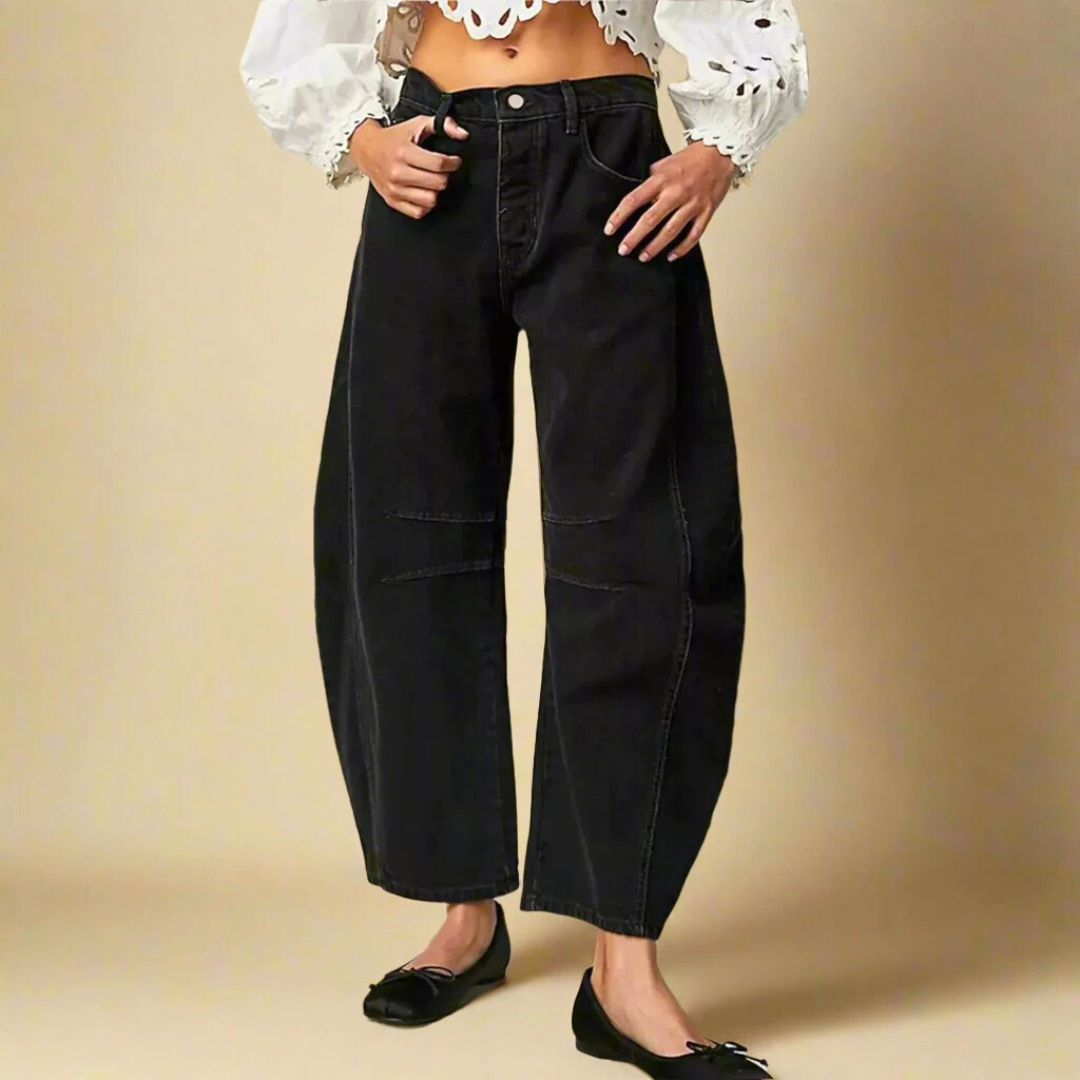 Women's barrel-leg cropped wide-leg jeans