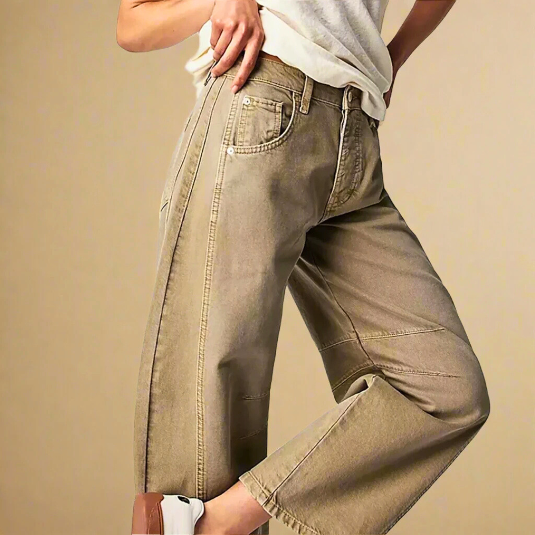 Women's barrel-leg cropped wide-leg jeans