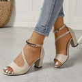 Women's block heel sandals with ankle strap