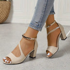 Women's block heel sandals with ankle strap
