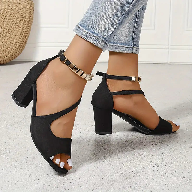 Women's block heel sandals with ankle strap
