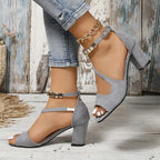 Women's block heel sandals with ankle strap
