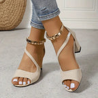Women's block heel sandals with ankle strap