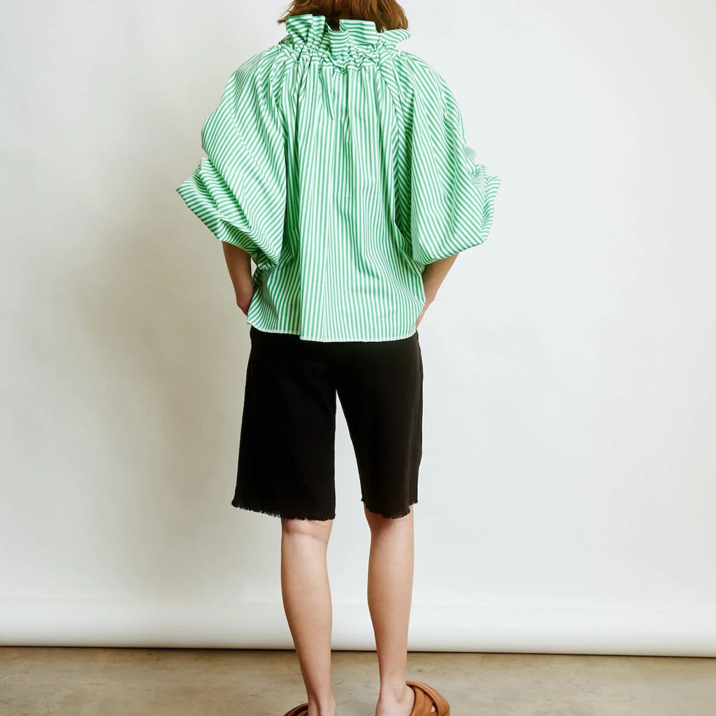 Women's blouse with puffed sleeves and fitted body