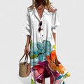 Women's boho dress with tiered skirt and V-neckline