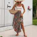 Women's boho midi skirt with lace-up waist detail
