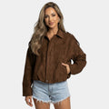 Women's bomber jacket with zip fastening and ribbed trims