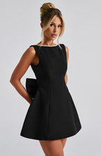 Women's bow-back sleeveless mini party dress