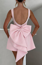 Women's bow-back sleeveless mini party dress