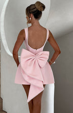 Women's bow-back sleeveless mini party dress