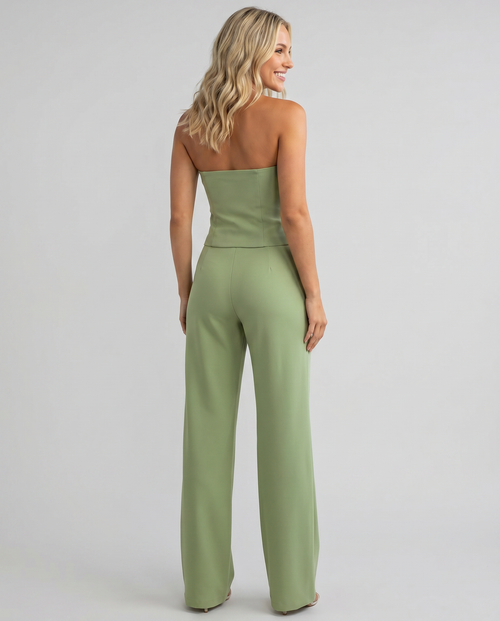 Women's bustier set with wide-leg trousers
