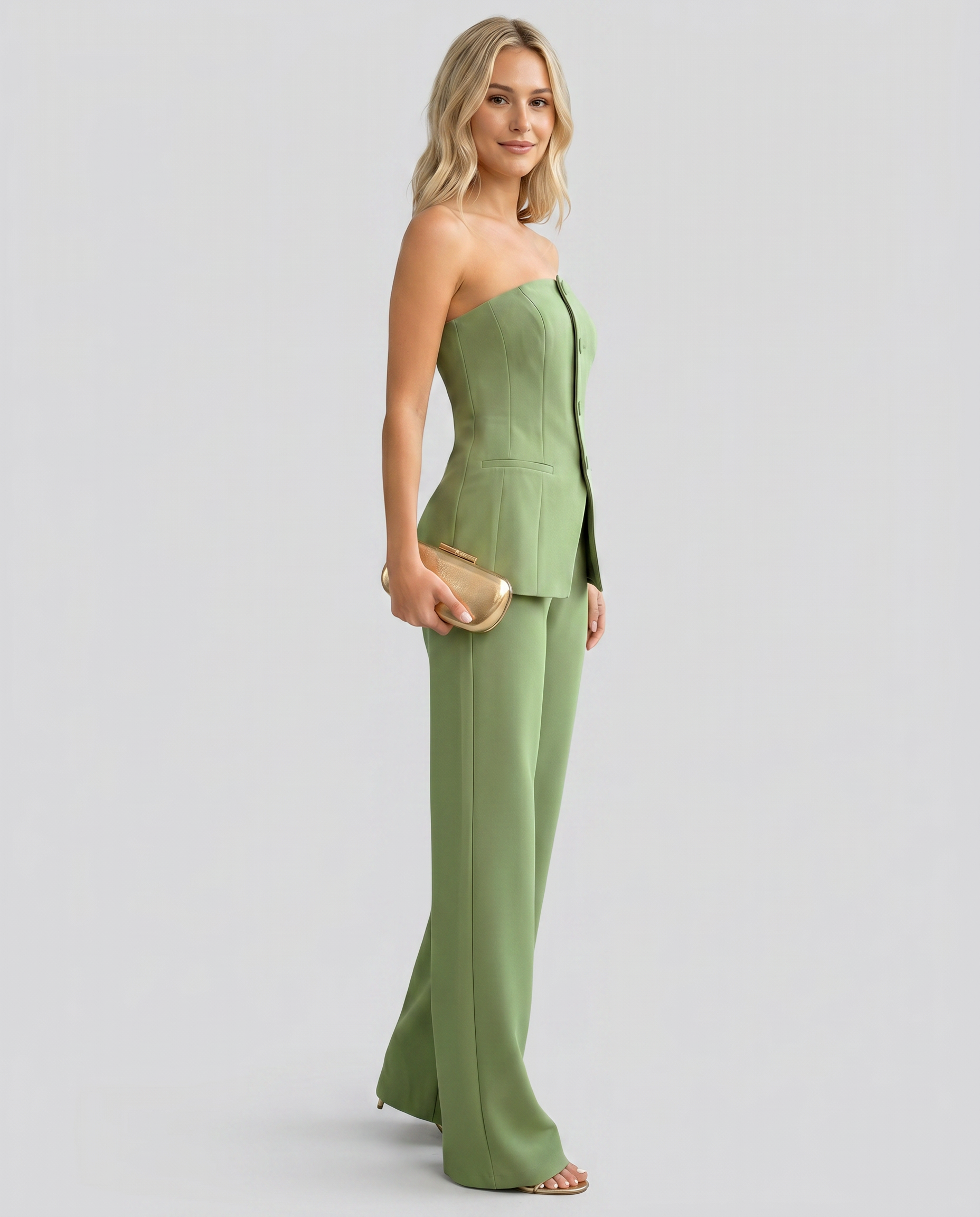 Women's bustier set with wide-leg trousers