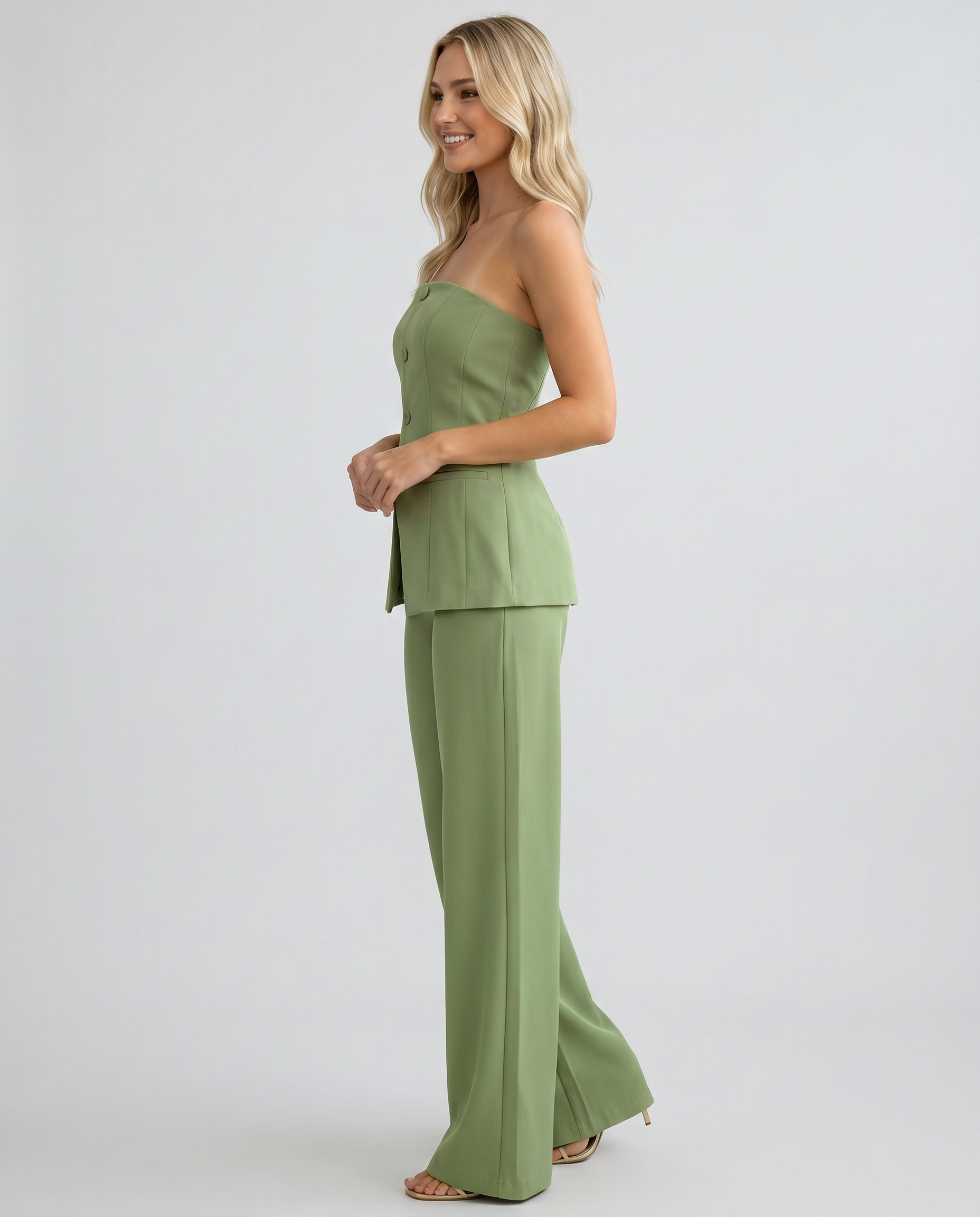Women's bustier set with wide-leg trousers
