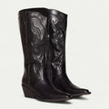 Women's calf-high western boots with pointed toe