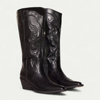 Women's calf-high western boots with pointed toe