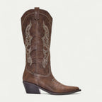 Women's calf-high western boots with pointed toe