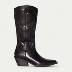 Women's calf-high western boots with pointed toe